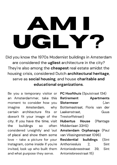 A poster titled "Am I Ugly?" 