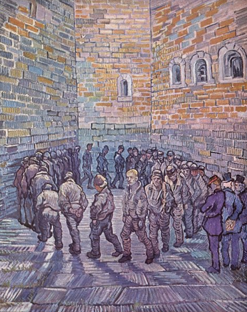 illustration of prisoners walking in a circle 