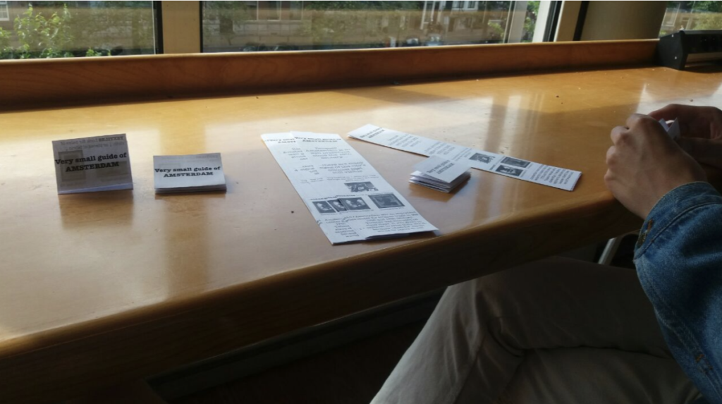 brochures on a table
